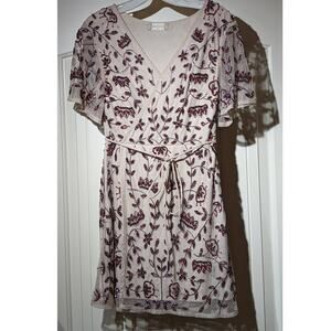 Altar'd State Beaded Wrap Dress in Taupe Womens Size XS